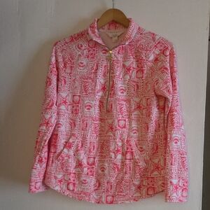 Lilly Pulitzer Pink and Gold Quarter-Zip Top